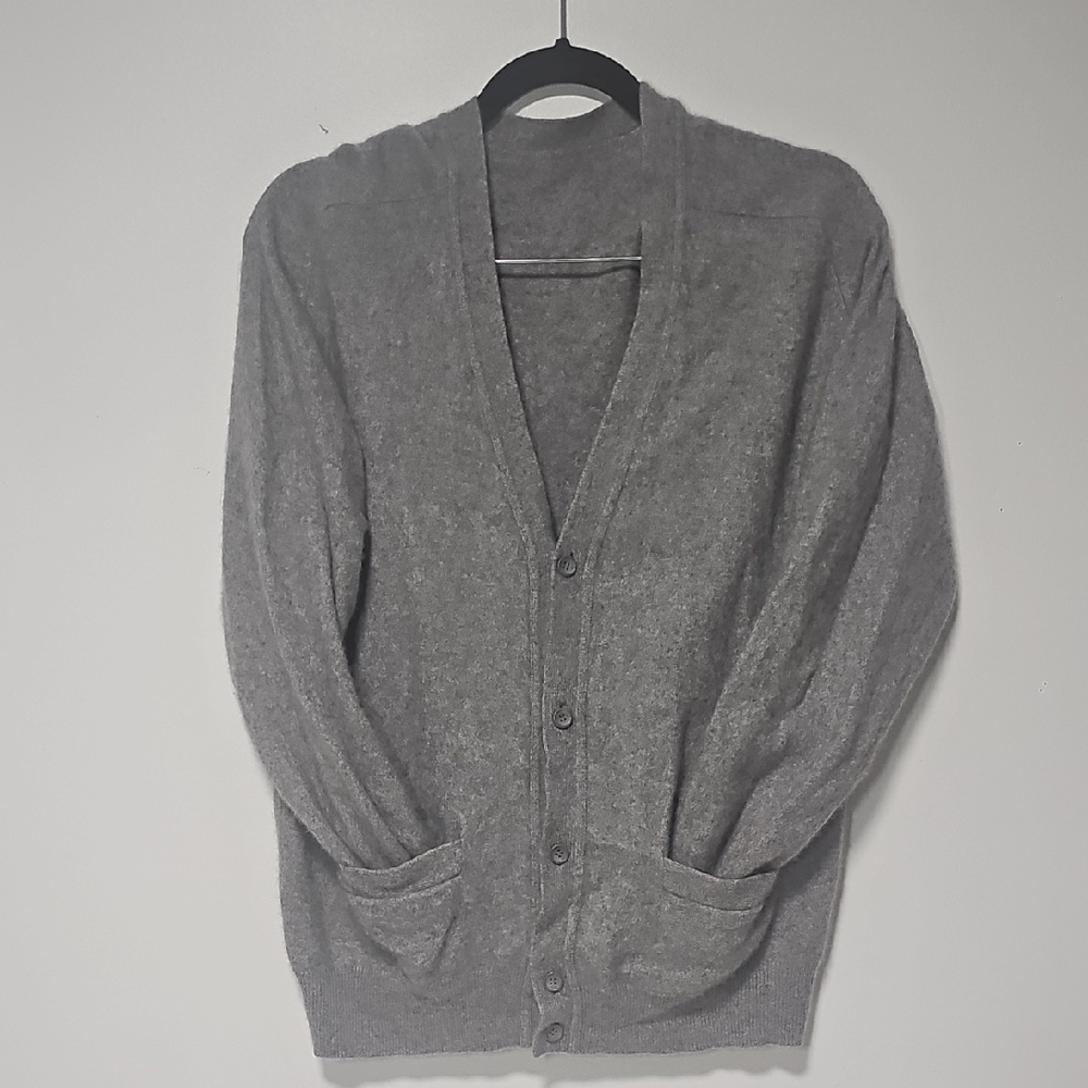 Gray Unisex Cardigan Sweater